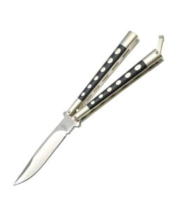 ACE BUTTERFLY KNIFE TWO TONED SILVER - BLACK HANDLE