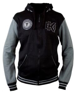BK hoodie Varsity zipper blackgrey front 1 1024x1024