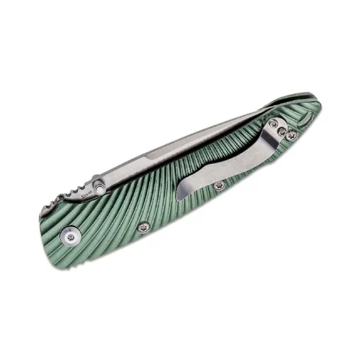 Kizer Cutlery Stonewashed Blade, Green Aluminum Handles Folding Knife- Ki4419A3