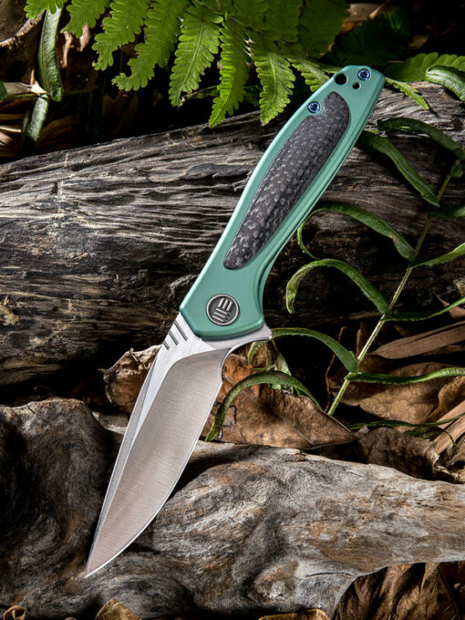 WE 805D green TI handle with CF inlay satin blade S35VN blade