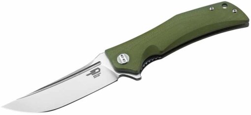 Bestech BG05B-1 D2 blade G10 handle satin stonewash finish green scimitar flipper knife