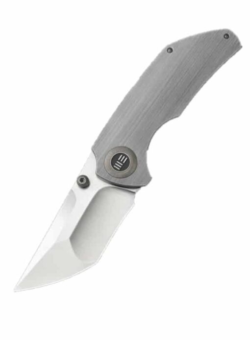 We Knife 2103A Thug Grey Titanium Handles Satin Compound Tanto Blade
