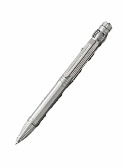 We Knife TP-07A Baculus Titanium Bolt-Action Pen, Grey, Fidget Spinner Top